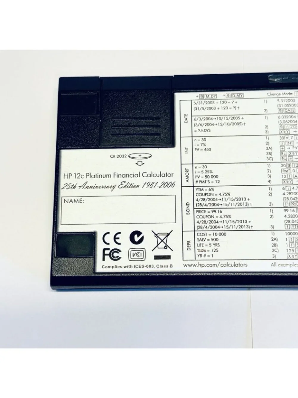 Hewlett Packard HP 12C Platinum 25th Anniversary Financial Calculator w/ Case